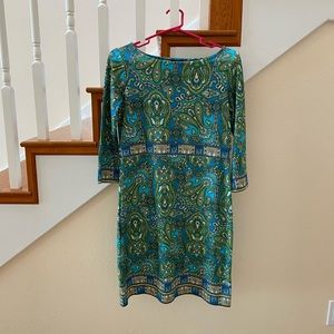 Talbots Boat Neck Paisley Dress (Size 6P)